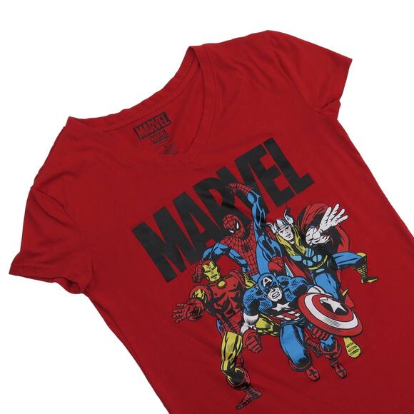 Marvel Comics Red Super Hero Graphic T-Shirt Thore Captiain America Spider Man - Picture 3 of 6